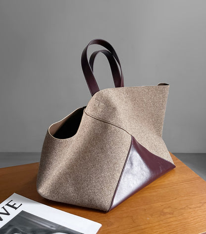 Vintage Wool Tote, Premium Large Capacity, Shoulder and Hand Carry Bag