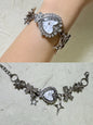 Punk Silver Black and Whit Multi-Charm Watch Bracelet