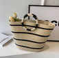 Hand-woven Straw Large Hobo Bag for Women Round Handle Toto Retro Summer Beach Straw Bag