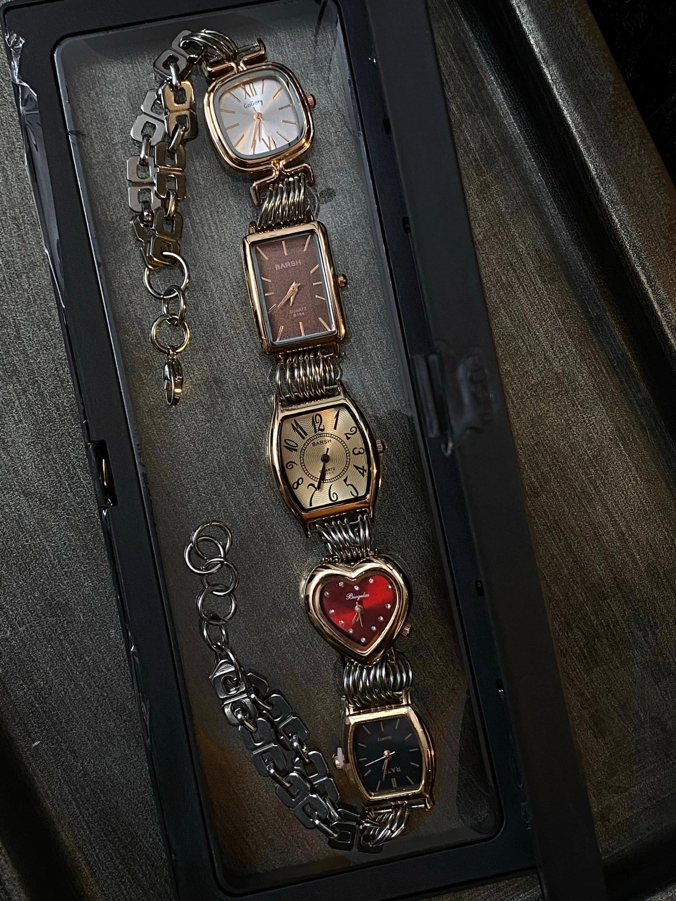 Vintage Punk Multicolor 5-Clock Watch Choker Necklace, Customizable Choker Necklace.