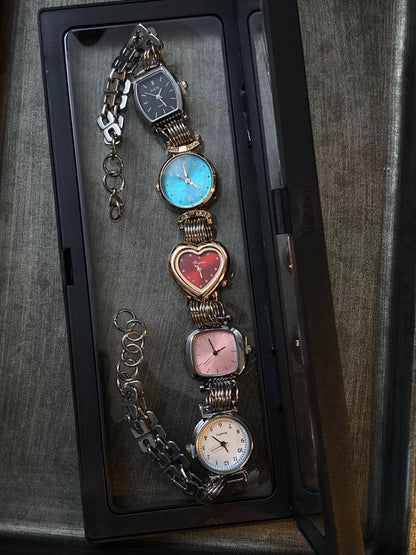 Vintage Punk Multicolor 5-Clock Watch Choker Necklace, Customizable Choker Necklace.