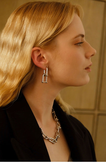 Classic U-Shape Hoop Earrings, 18K Gold-Plated Copper, Minimalist Luxury Style