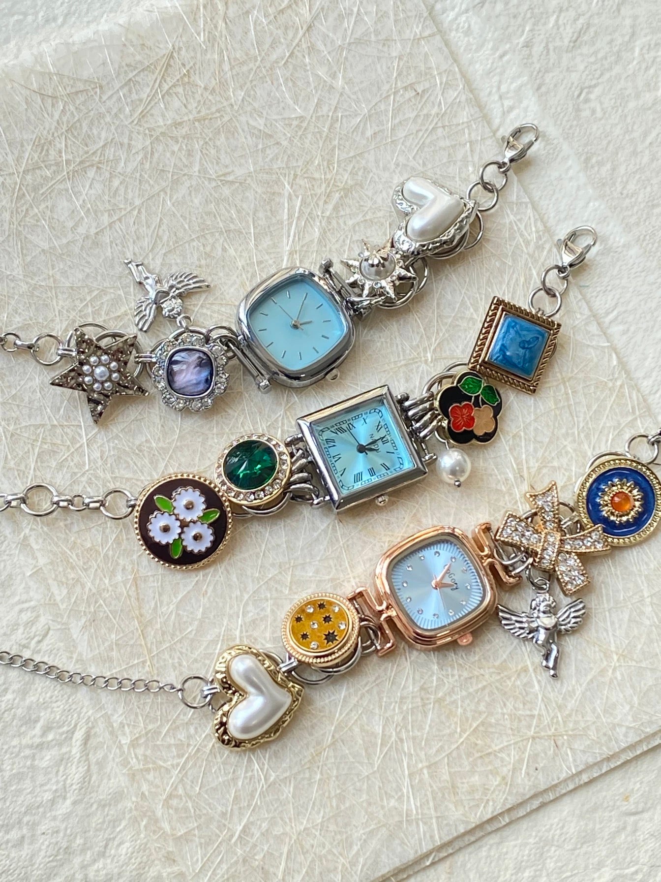 Vintage Blue Multi-Charm Watch Bracelet