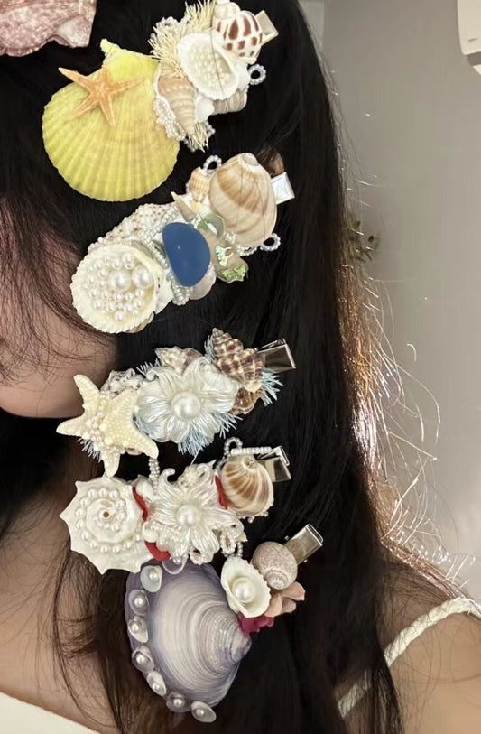 Handmade shell  hair accessory, one of a kind piece