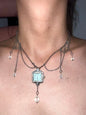 Vintage Wire Weaving Watch Choker, Elegant Crystal Tassel Silver Chain, Y2K  Necklace, Stylish Layered Silver Chain Accessory.