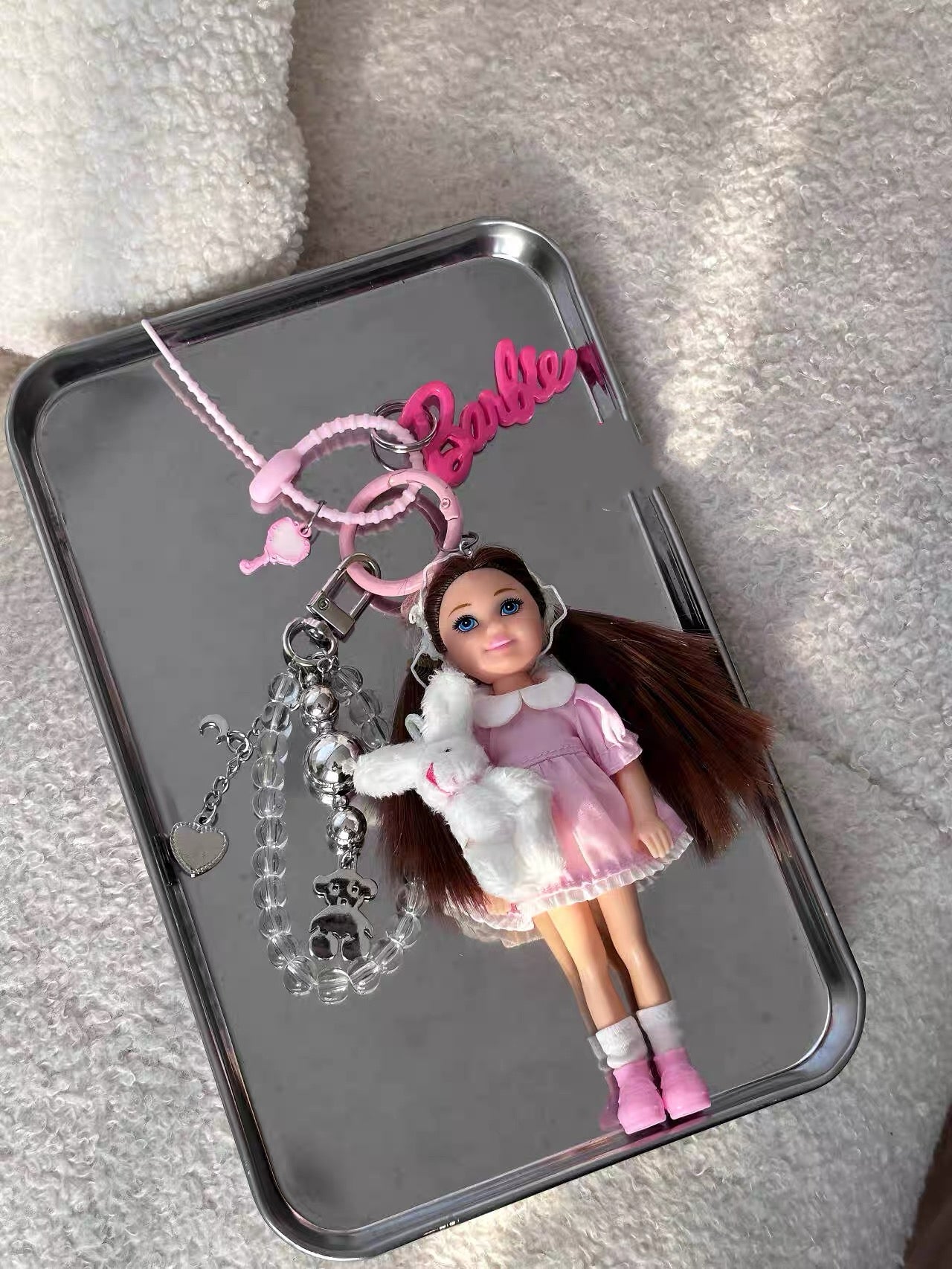 Adorable Barbie doll keychain, Y2K doll bag accessory