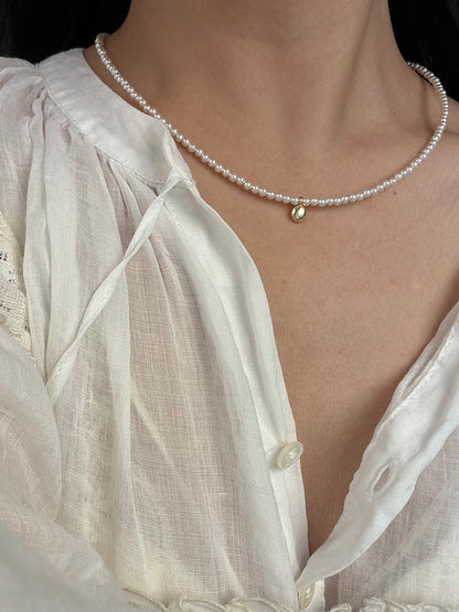Rainbow Zirconia Sweet and Cool Pearl Necklace with Letter and Geometric Silver Pendants DIY Layered Choker  Description: