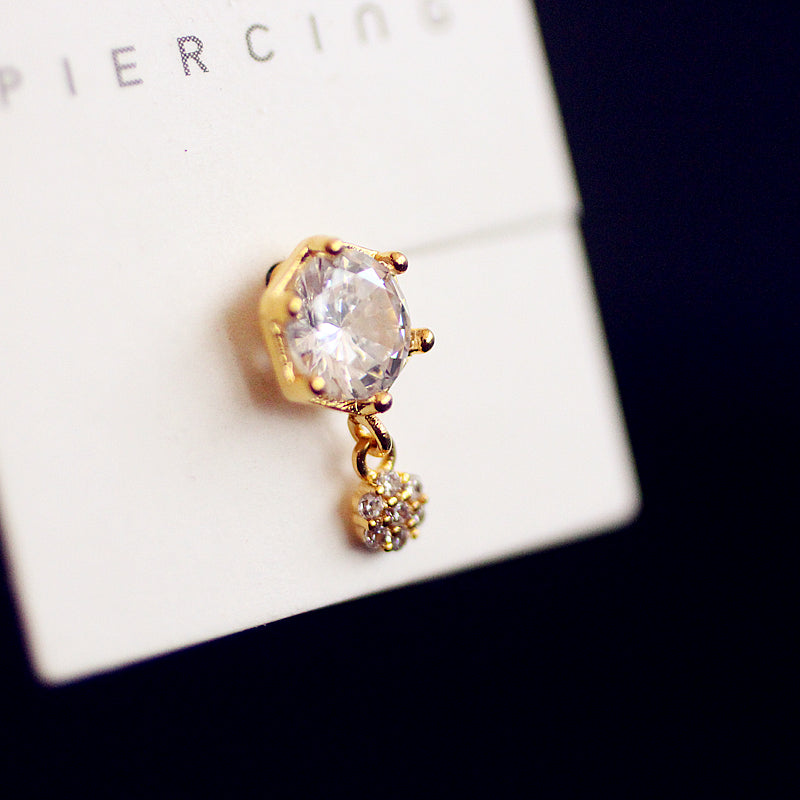 Sparkling Crystal Stud Earrings, Delicate Waterdrop Design, Hoop for Cartilage Piercing