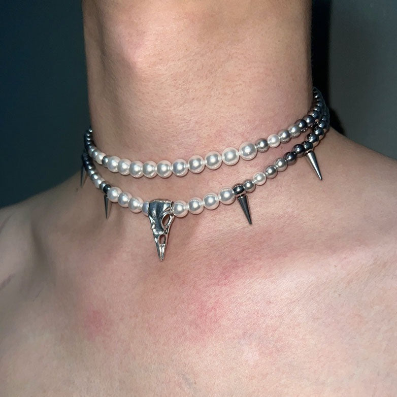 Pearl Choker Necklaces Vintage Crystal Pendant Necklace Punk Chain Accessories for Women