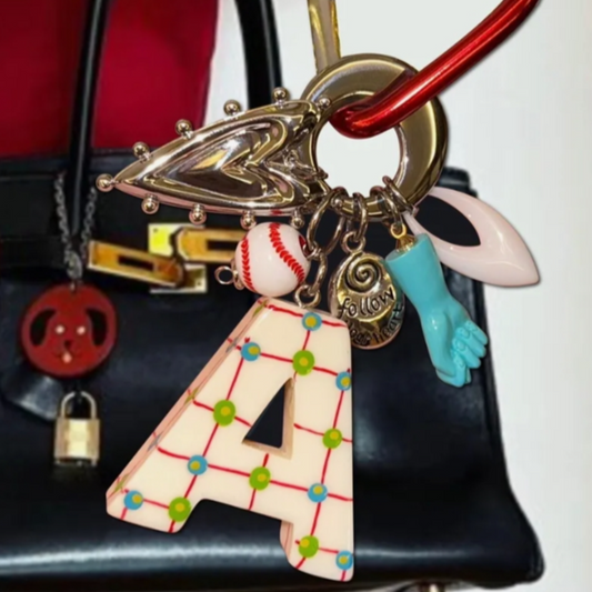 Cyber Punk Vintage colorful Letter Strap keychain, Y2K Titanium Steel Bag Accessories, Perfect Unique Handmade Gift