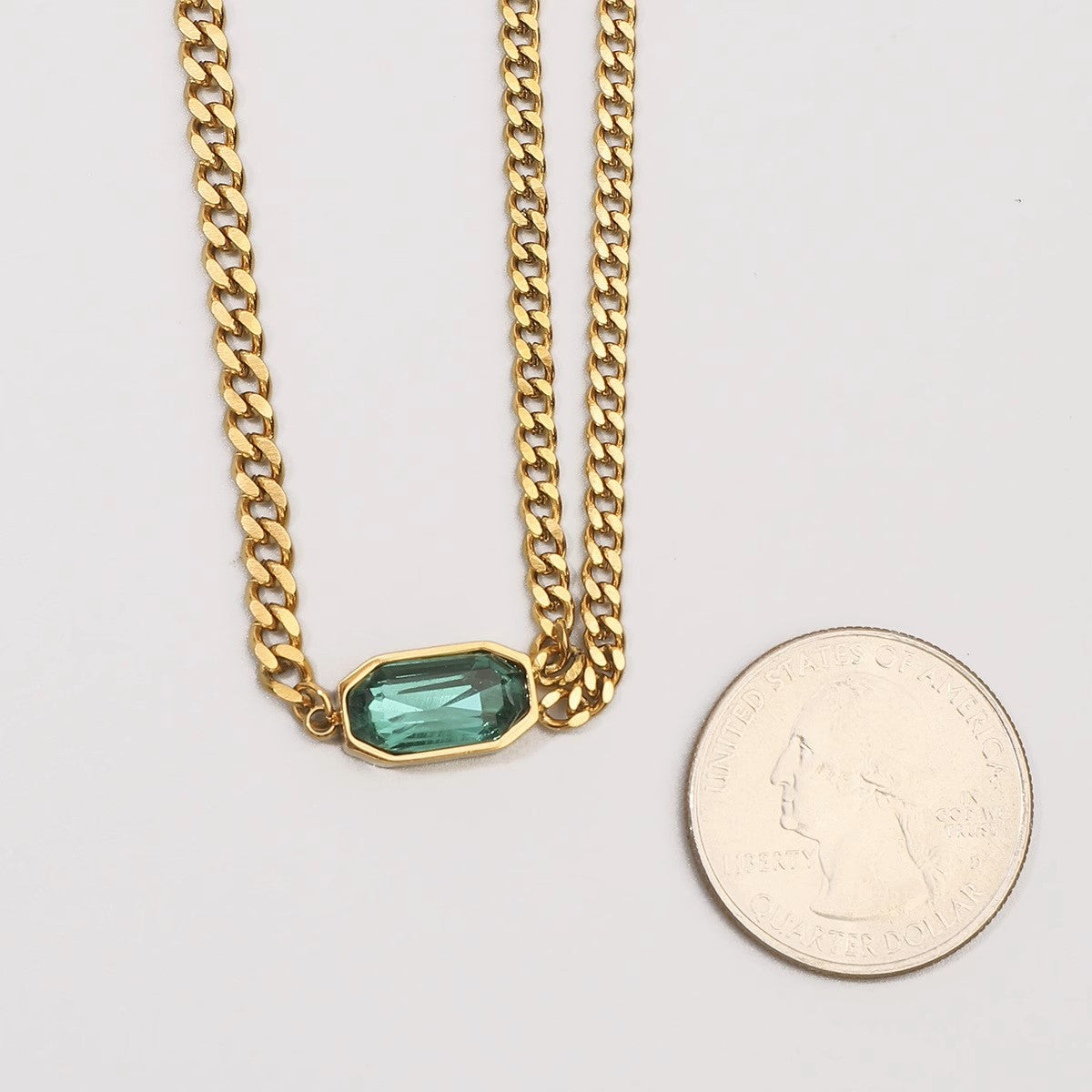 MoJone Vintage 18K Gold-plated Green Zicron Necklace for Female