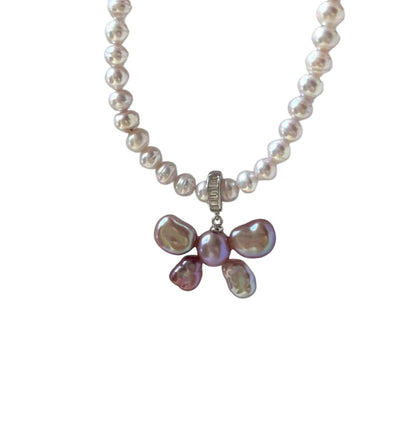 Elegant Freshwater Baroque Pearl Butterfly Pendant with Sterling Silver Universal Clasp