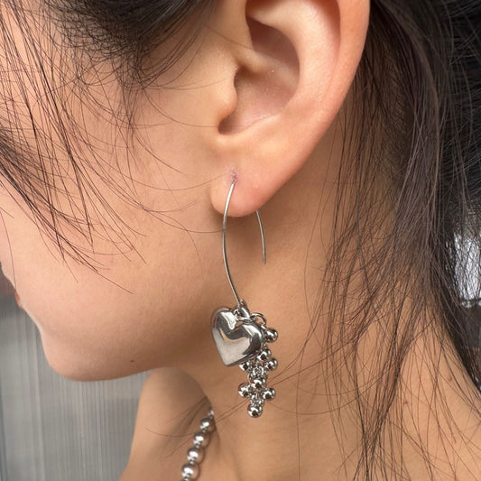 Asymmetric Heart Shape Drop Earrings Titanium for Women Teens Dangle Earrings Hook