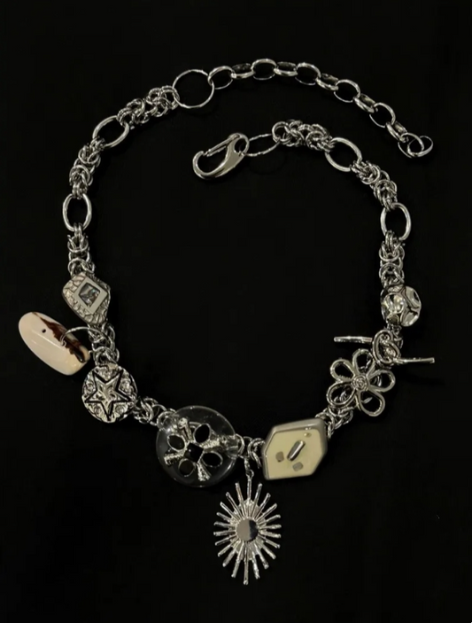 Cyber Punk Vintage Chunky Metal Chain Necklace，Silver Star Pendant Choker,  Trendy Jewelry, Y2KAccessories, Perfect Unique Handmade Gift