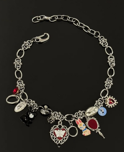 Cyber Punk Vintage Alice Rabbit Choker, Titanium Steel Chunky Chain Necklace,Y2KAccessories, Perfect Unique Handmade Gift