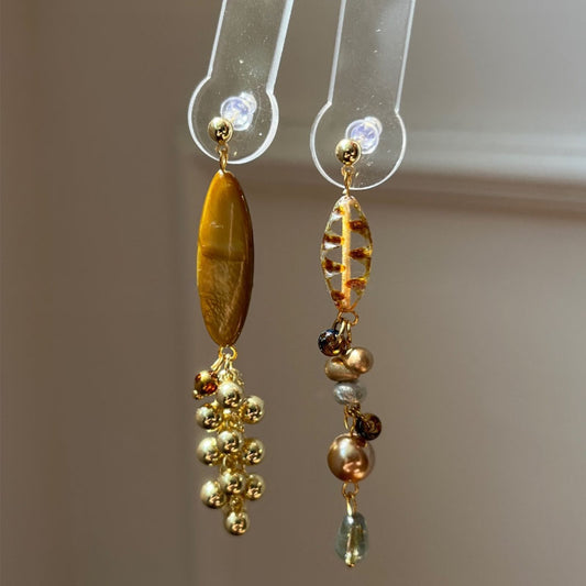 925 Silver Needle Retro Asymmetric Tassel Earring Pendant Long Earrings for Women