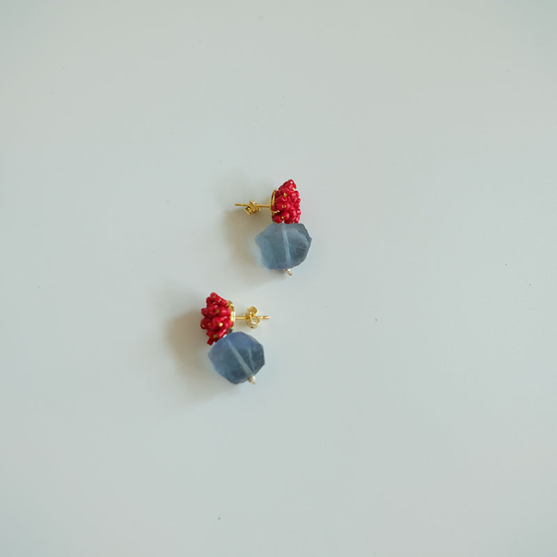 MoJone Cute Natural Stone Raspberry Shape Gold Earrings and Clips for Girls and Women