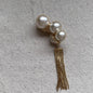 Retro Pearl Tassel Drop Earrings Fashion Vintage Pearl Ear Clip Golden for Women Girls Tassel Ear Clips Statement Jewelry Party Prom Wedding ﻿