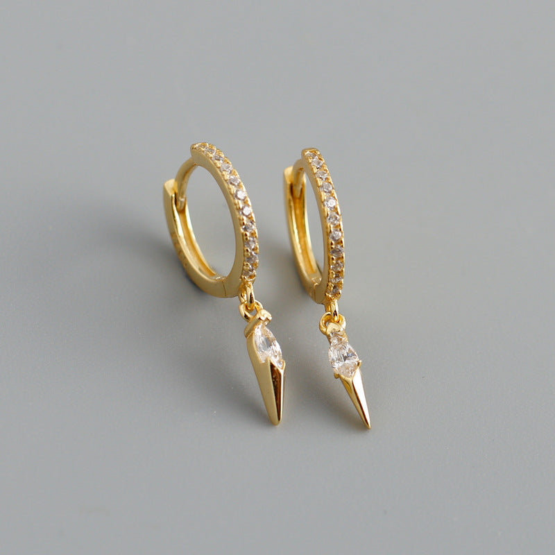 Elegant s925 Sterling Silver Hoop Earrings with Marquise Gemstones & Diamond Accents