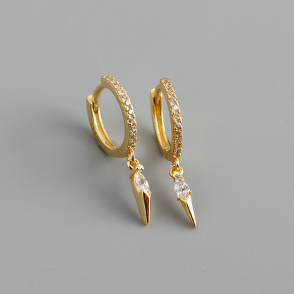 Elegant s925 Sterling Silver Hoop Earrings with Marquise Gemstones & Diamond Accents