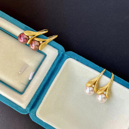 Aurora Freshwater Pearl Tulip Hook Earrings