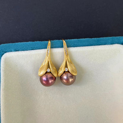 Aurora Freshwater Pearl Tulip Hook Earrings