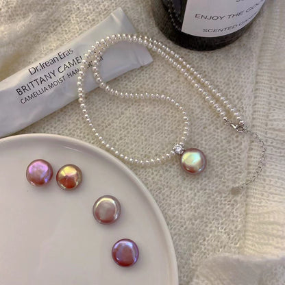 Natural Baroque Button Pearl Choker - Elegant Collarbone Chain with Lustrous Pearls