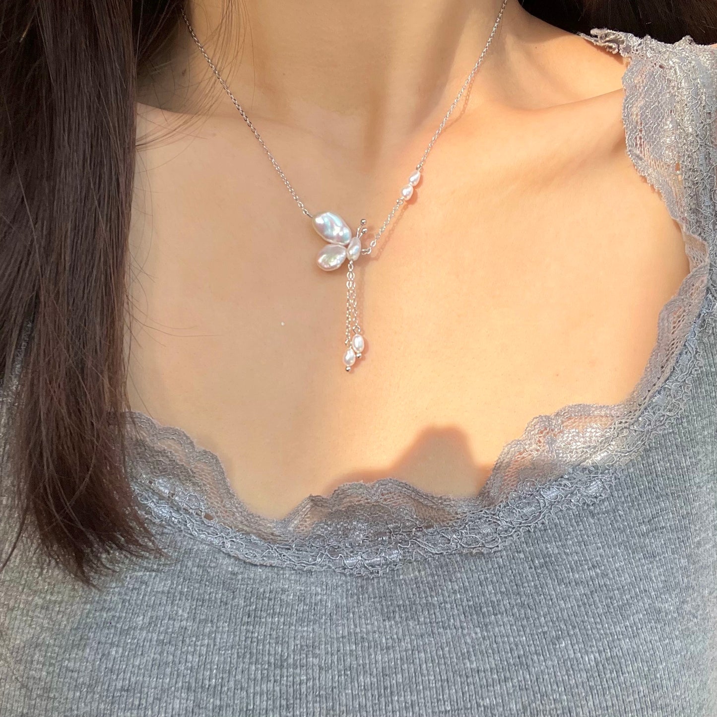 Enchanted Butterfly Spirit Handcrafted Baroque Pearl Pendant with S925 Sterling Silver - Exquisite Artisan Jewelry