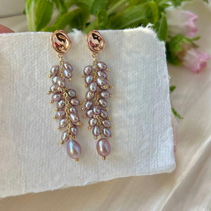 Elegant S925 Silver Natural Freshwater Pearl Rice Bead Earrings – Luxurious Non-Nucleated Jewelry