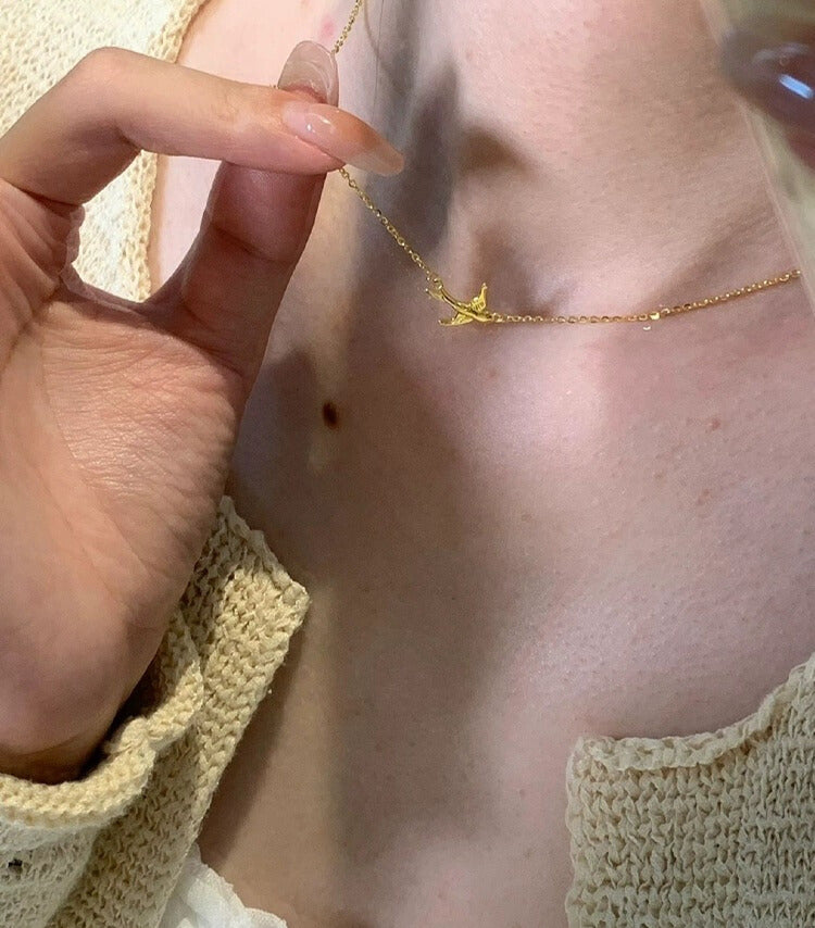 Spring Arrival - Gold-Plated Swallow Pendant Collarbone Necklace - Chic Everyday Jewelry
