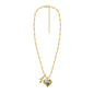 Vintage Oil Painting Heart Pendant Necklace with French Enamel - Classic Romantic Clavicle Chain