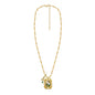 Vintage Oil Painting Heart Pendant Necklace with French Enamel - Classic Romantic Clavicle Chain