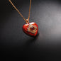 Vintage-Inspired Heart-Shaped Enamel Glaze Pendant Necklace with Crystal Embellishments