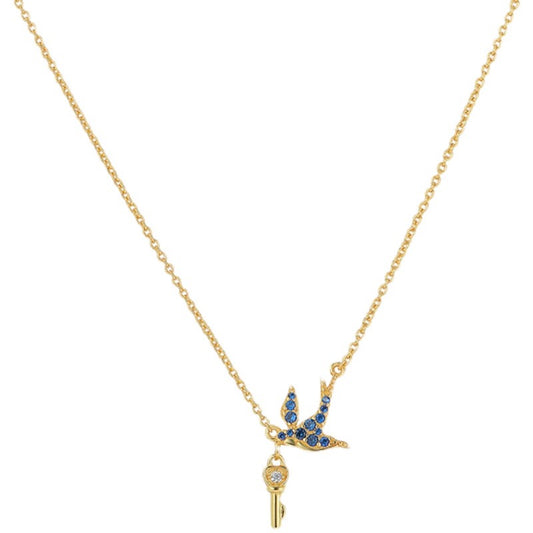 Enamel Gold-Plated Swallow Jewelry - Original Design Collar Chain, Earrings, and Bracelet Ensemble