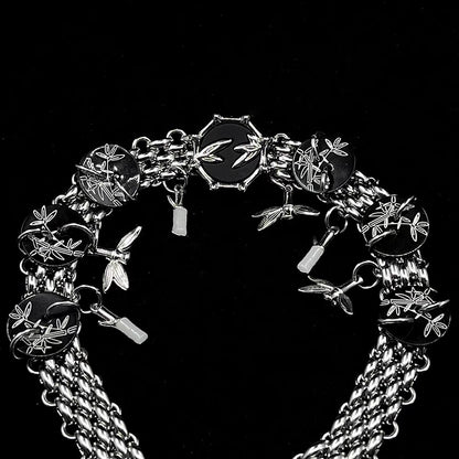 Y2K Chunky Necklace Niche Punk Style Choker Trend Clutter Cool Chain with Bamboo Pendant