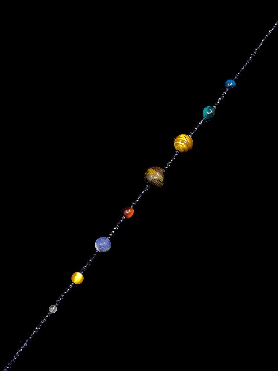 The Eight Planets Guardian Star Choker Necklace for Women Beaded Crystal Necklace Universe Galaxy Healing Crystals and Gemstones