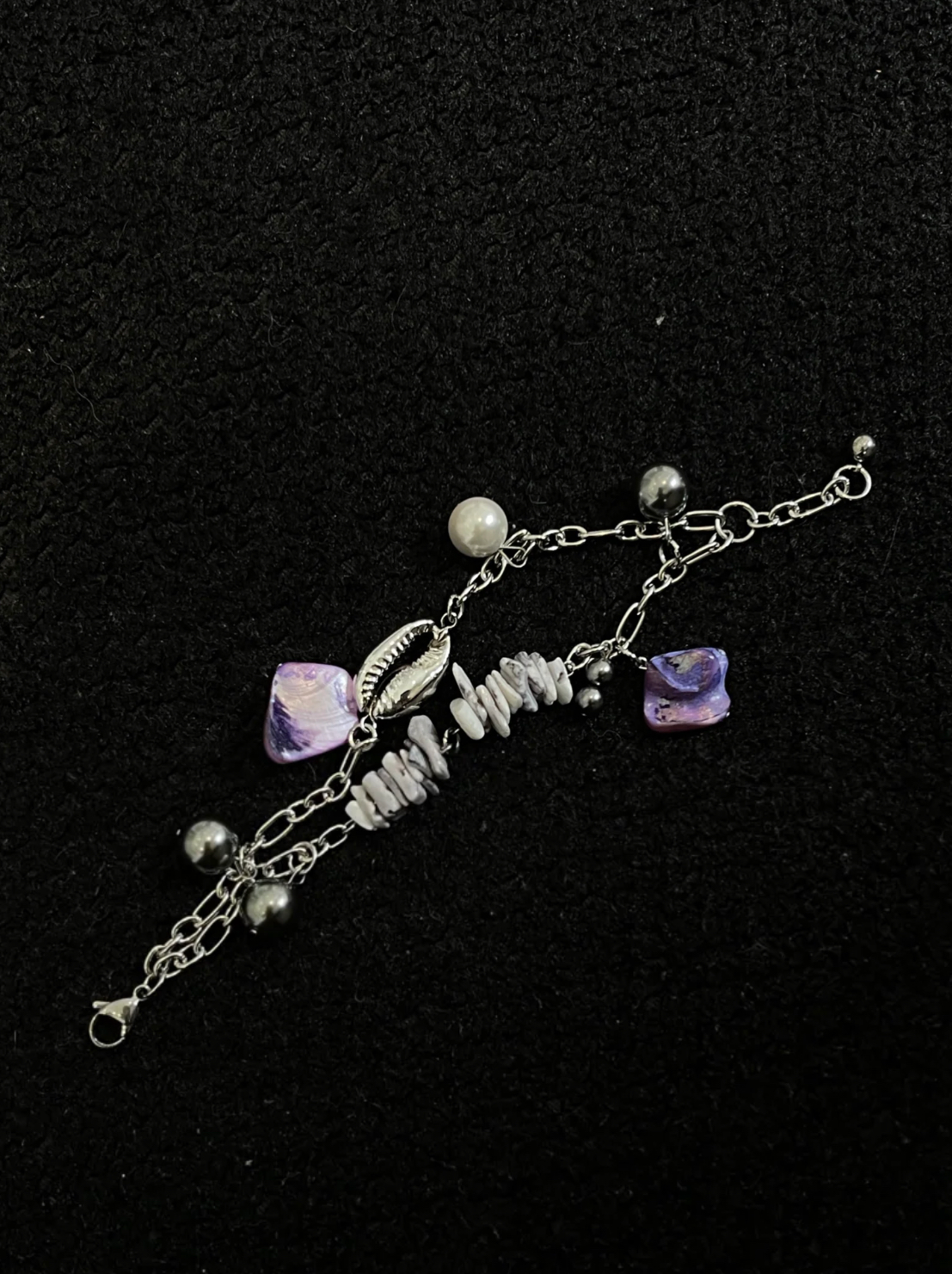 Pearl Beaded Conch Shell Natural Stone Handmade Baroque Bracelet  Niche Punk Chunky Wrap Chain