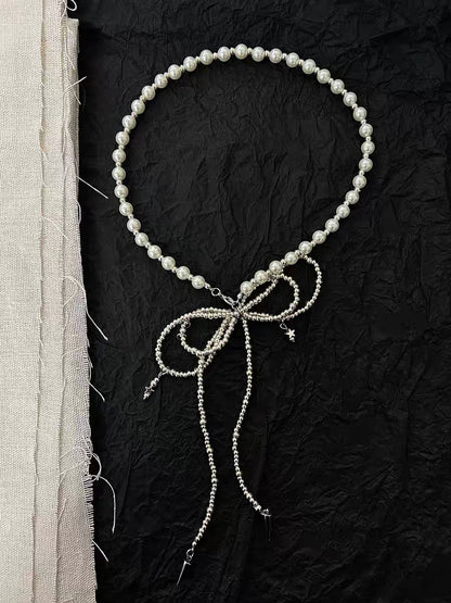 Baroque Pearl Beaded Chunky Niche Punk Butterfly Pendant Necklace Choker Chain and Earrings