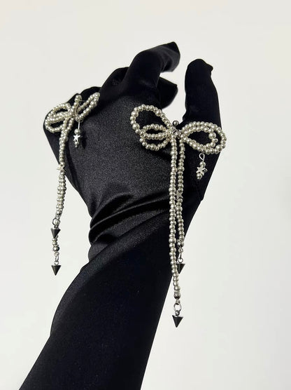 Baroque Pearl Beaded Chunky Niche Punk Butterfly Pendant Necklace Choker Chain and Earrings