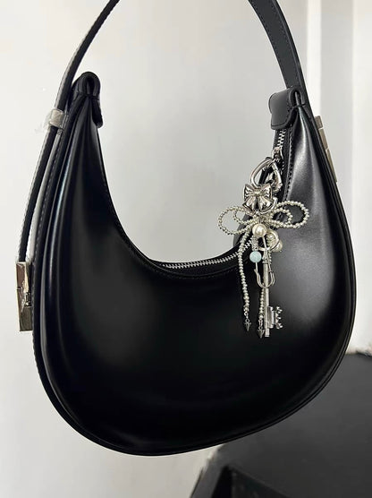Pearl Beaded Bowknot Aesthetic Keychain Heart Pendant Key Ring Accessories for Cars Bags