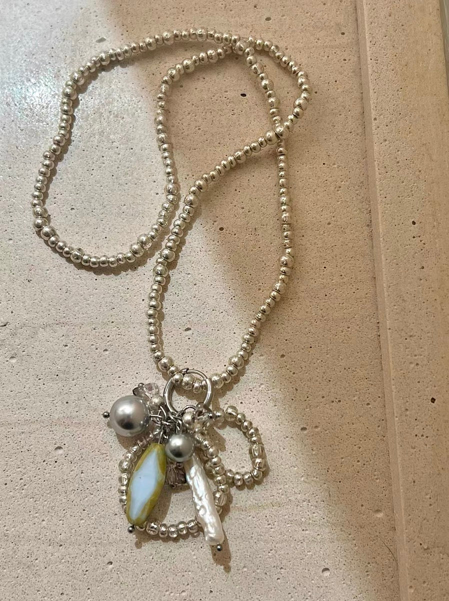 Chunk Niche Punk Vintage Handmade Necklace Chinese Style Seed Pendant Choker Chain