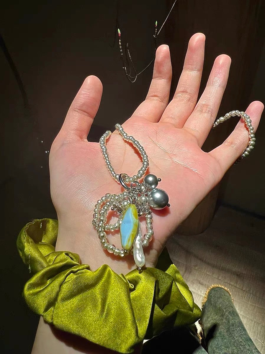 Chunk Niche Punk Vintage Handmade Necklace Chinese Style Seed Pendant Choker Chain