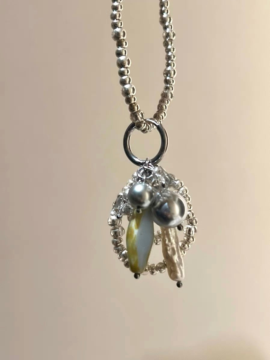Chunk Niche Punk Vintage Handmade Necklace Chinese Style Seed Pendant Choker Chain