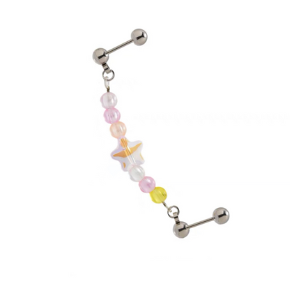 Cute Resin Bead Earrings Lovely Star Butterfly Colorful Piercing Fashion Ear Cuff Chain