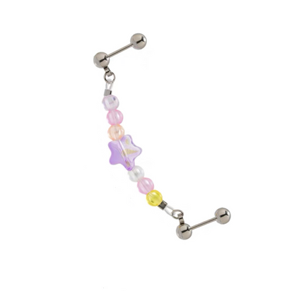 Cute Resin Bead Earrings Lovely Star Butterfly Colorful Piercing Fashion Ear Cuff Chain