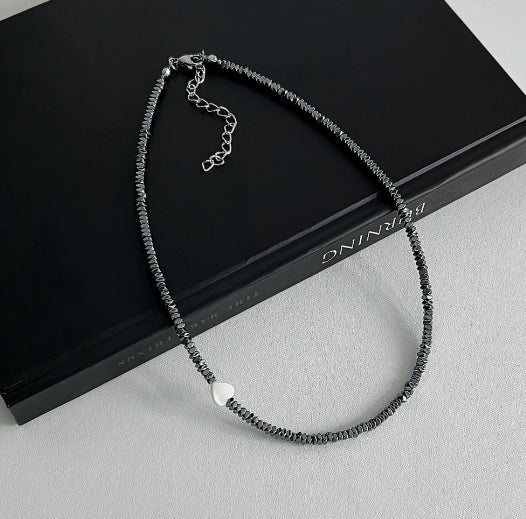 Vintagepunk heart pendant silver choker，stackable necklaces，handmade,Y2Kchoker，special gift.