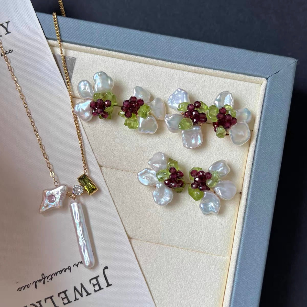 Baroque Pearl Earrings Pedal Floral Flower 925 Silver Dainty Gemstone Earring Jewelry for Women