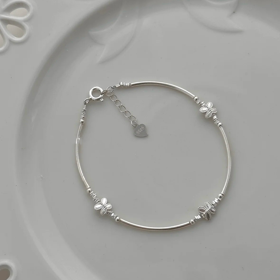 925 Sterling Silver Handmade Butterfly Bracelet Wrist Chain Fashion Charm Dainty Jewelry for Women Girls