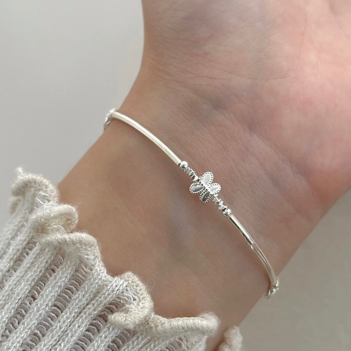 925 Sterling Silver Handmade Butterfly Bracelet Wrist Chain Fashion Charm Dainty Jewelry for Women Girls