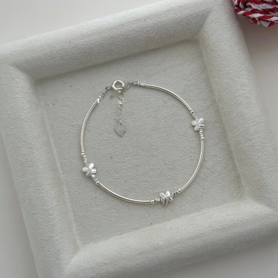 925 Sterling Silver Handmade Butterfly Bracelet Wrist Chain Fashion Charm Dainty Jewelry for Women Girls